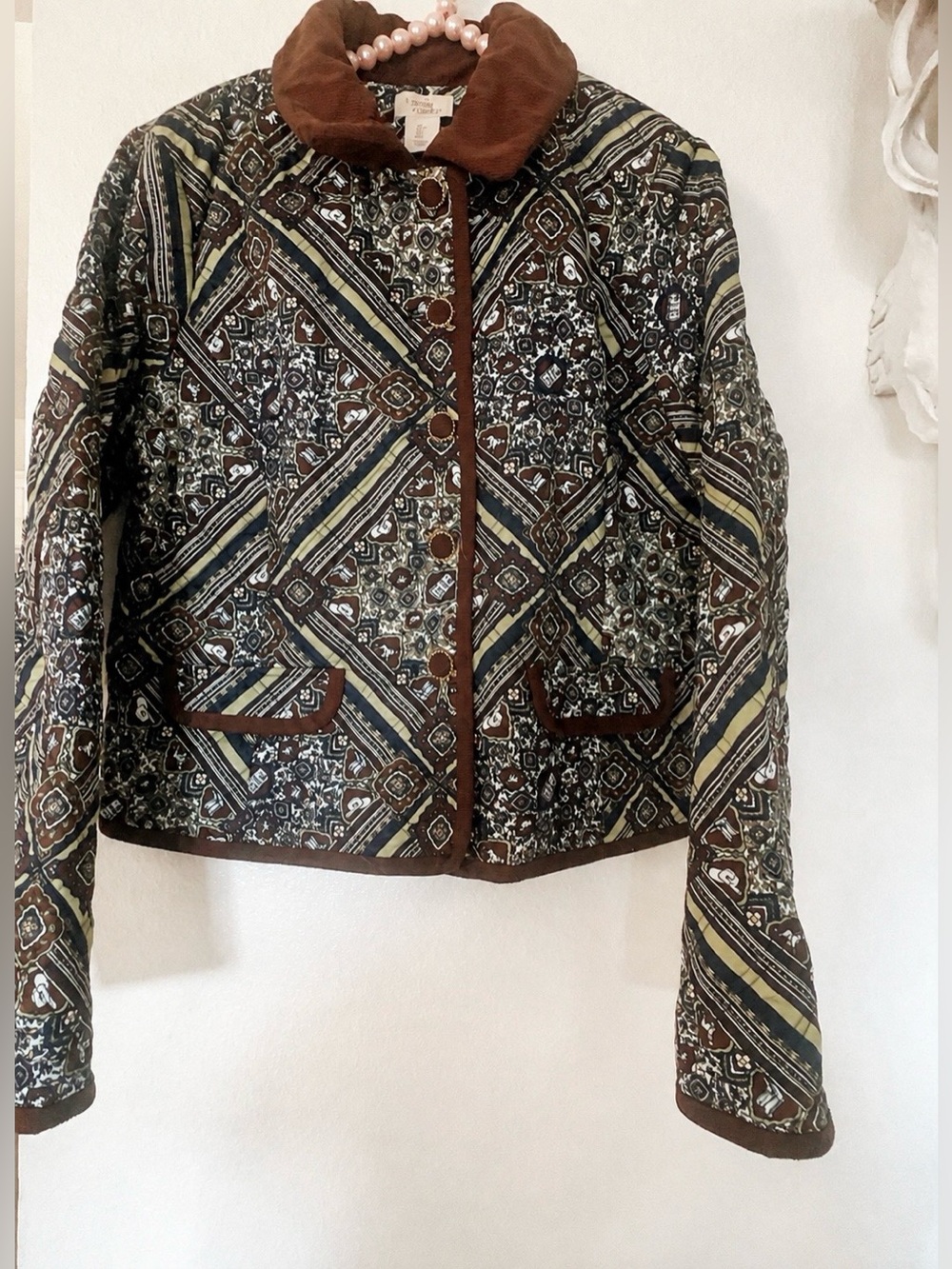 NWT Camila Coelho Quilted Paisley Quilted Jacket Dax Hill House Horses Boots L